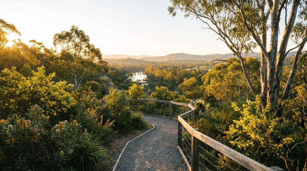 Natural landscape and walking trails near Albury, NSW